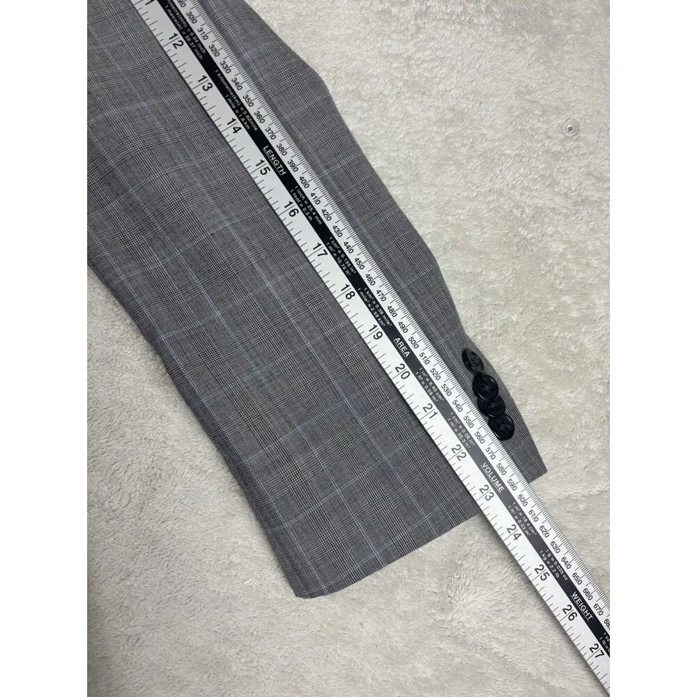 Michael Kors Wool Blend Gray Blue Glen Plaid Two Piece Mens Suit 40S Business